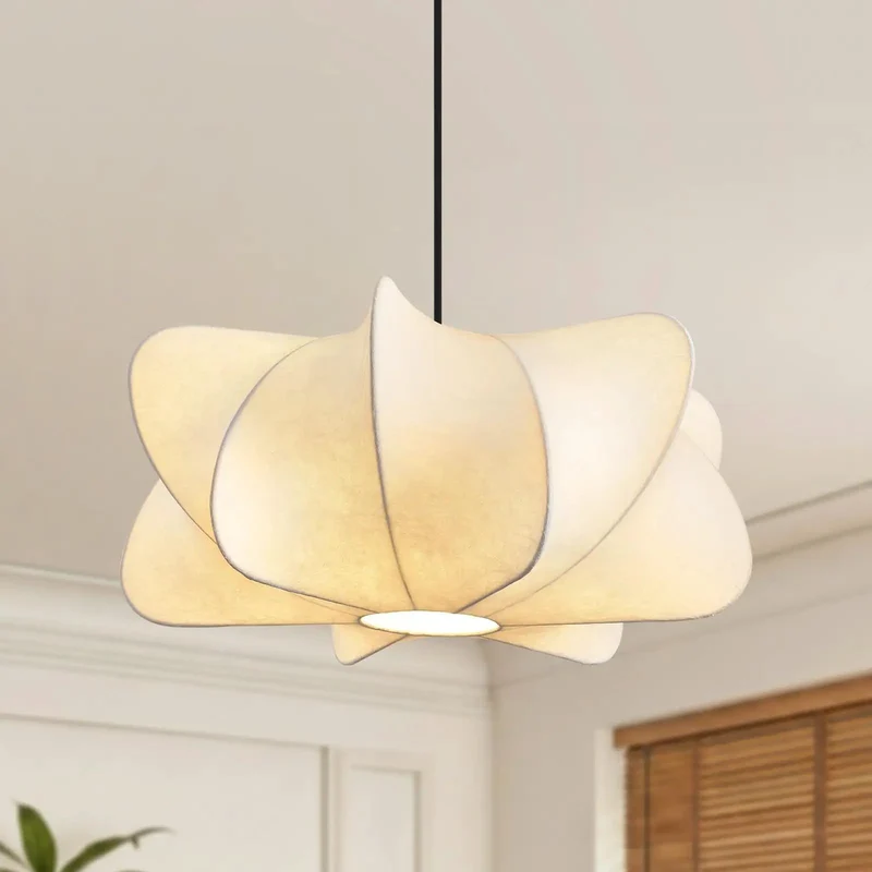 Dead On Slick Seamless Faux Silk Lantern Pendant Light With Solid Metal Core Top Tier Wabi Sabi Hanging Lamp For Modern Rustic Dining Rooms And Chill Hangout Spaces Featuring One Piece Molded Shade Excellence