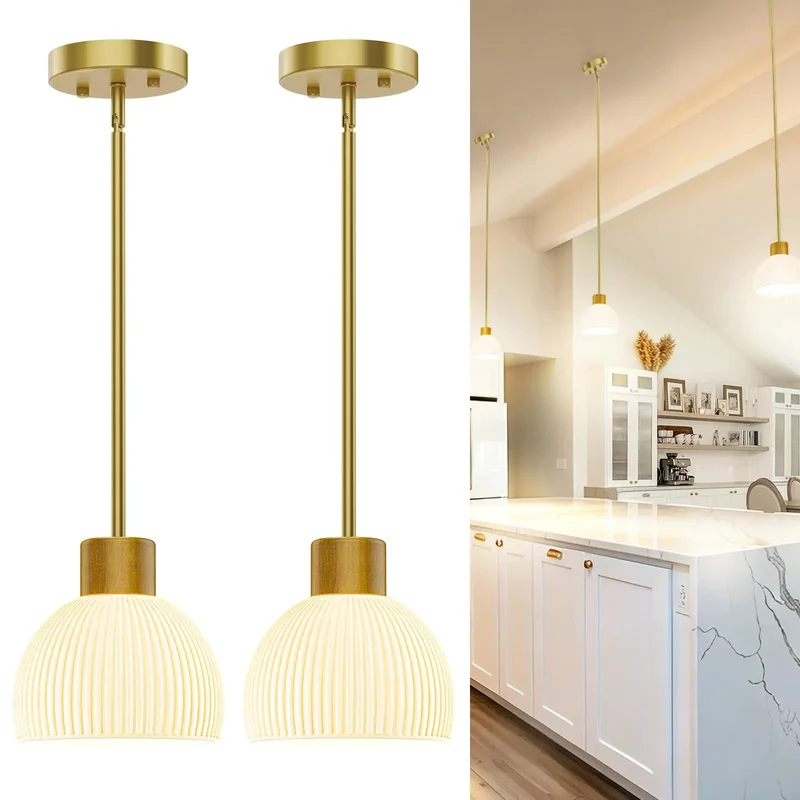Top Shelf Gold Pendant Lights For Kitchen Island Delivering Knockout Style With Real Glass Shades And Adjustable Hardwired Drop Rods Straight Up Stunning For Dining Spaces And Hallways Pack Of Three