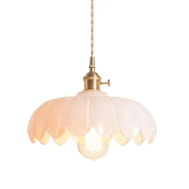 Snazzy Flower Glass Pendant Light With Adjustable Hanging Chain For Kitchen Sink Island Lighting Modern Farmhouse Vibes Perfect For Your Awesome Home Decor Setup Green White