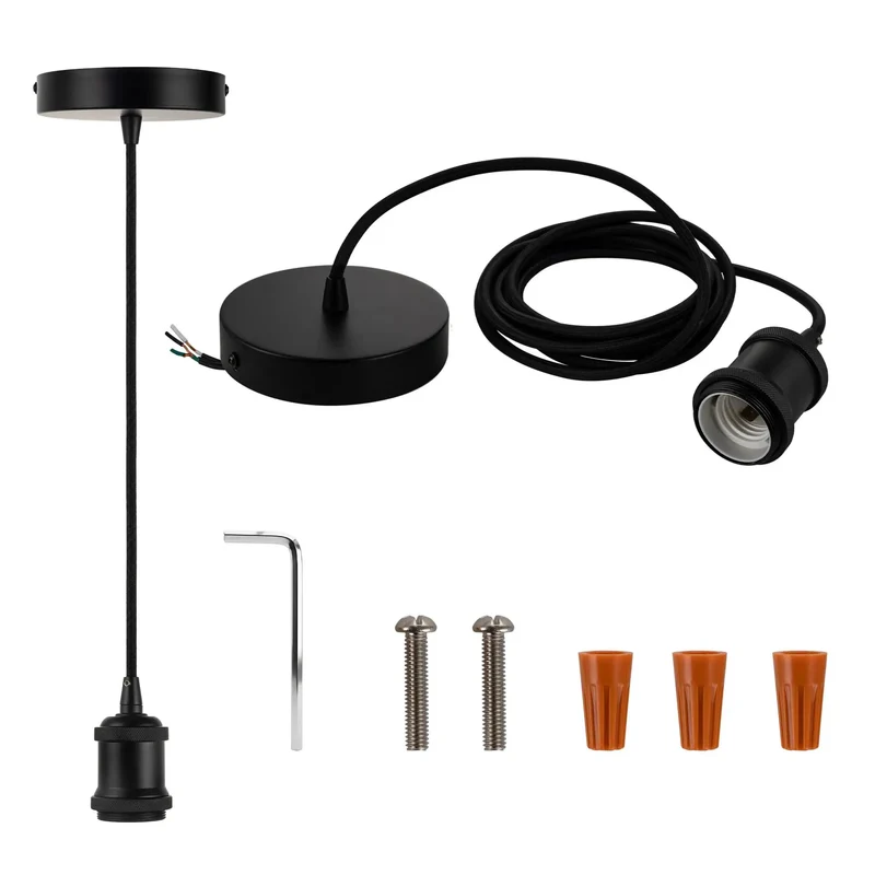 Badass Matte Black Industrial Mini Pendant Light Kit With Slick E26 Single Bulb Socket And Heavy Duty Metal Canopy For Dope Loft Cafe Or Modern Farmhouse Accent Decor