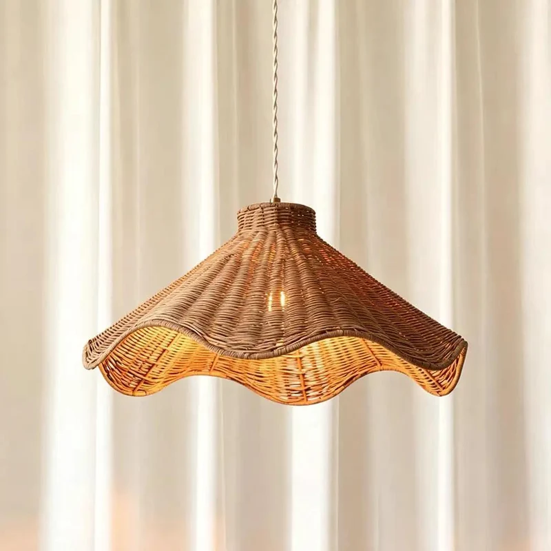 Top Shelf Rattan Chandelier With Extendable Cord, Smooth Boho Pendant Light For Living Area And Primary Bedroom, Handcrafted Iron Frame Ceiling Lamp That Brings Fresh Energy