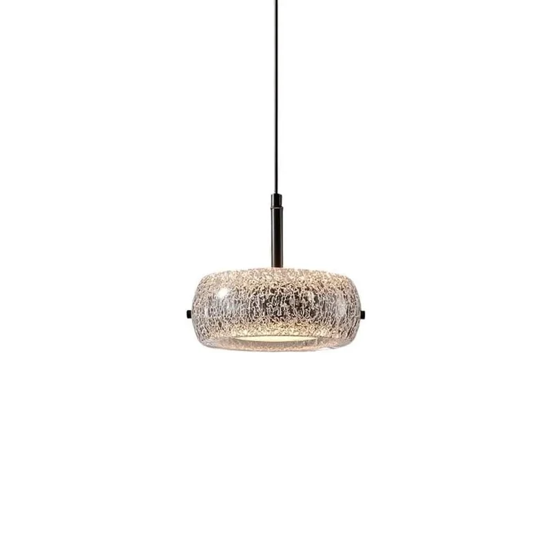 Top Tier Gold Resin Pendant Light With Versatile Three Tone LED Hanging Fixture Featuring Slick Ice Crack Shade And Quick Flick Wall Switch For Chill Living Room Ambiance