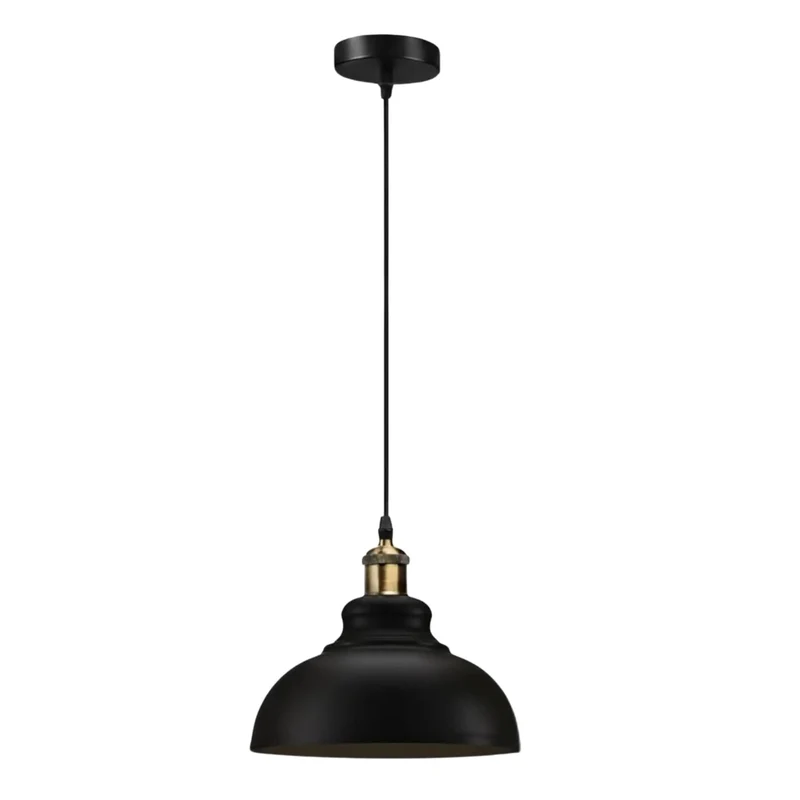 Epic Black Metal Pendant Light Totally Rad Retro Ceiling Fixture With Curvy E26 Brass Holder And Adjustable Cable For A Dope Industrial Kitchen Vibe And Modern Home Decor