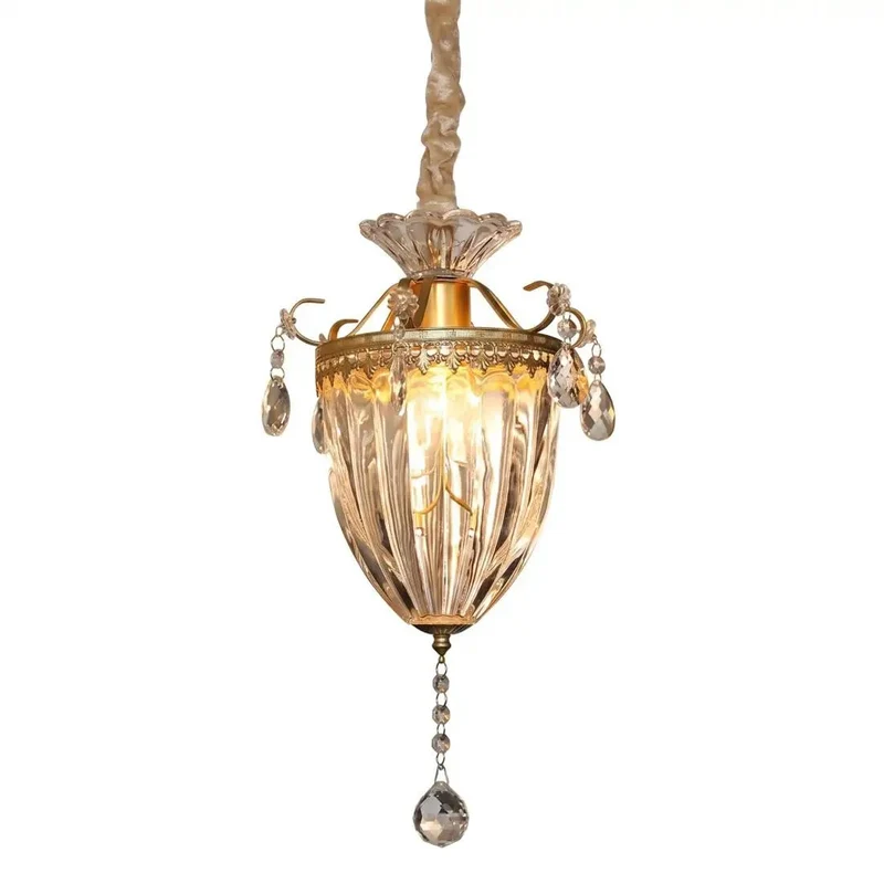 French Light Luxury Crystal Pendant Lamp With Carved Metal Canopy And Clear Glass Shade Ceiling Hanging Fixture To Honestly Be An Absolute Vibe Upgrade Tonight