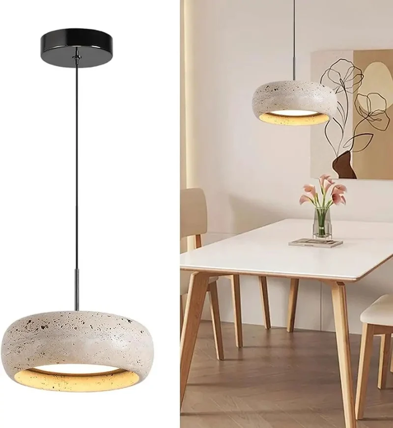 Yellow Travertine Pendant Light With Adjustable Height Round Dome Hanging Fixture For Kitchen Island Bedroom Or Living Room No Sweat Setup Vintage Single Lamp Hits Different Top Tier Decor