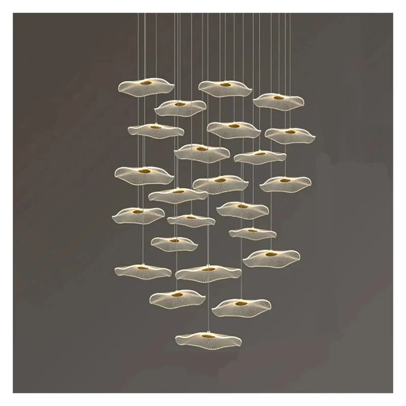 Super Slim Acrylic Stair Chandelier Pendant Light With Transparent Cord Design Bringing Clean Modern Vibes To Your Living Room Or Bedroom Huge Space Friendly Led Ceiling Lamp That Goes Hard On Style And Fit