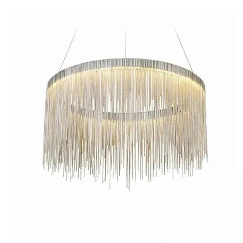 Modern Led Tassel Pendant Lights Featuring Slim Aluminum Chain And Wireless Remote, Dope Hanging Chandelier To Totally Level Up Your Living Room Or Kitchen Space Setup