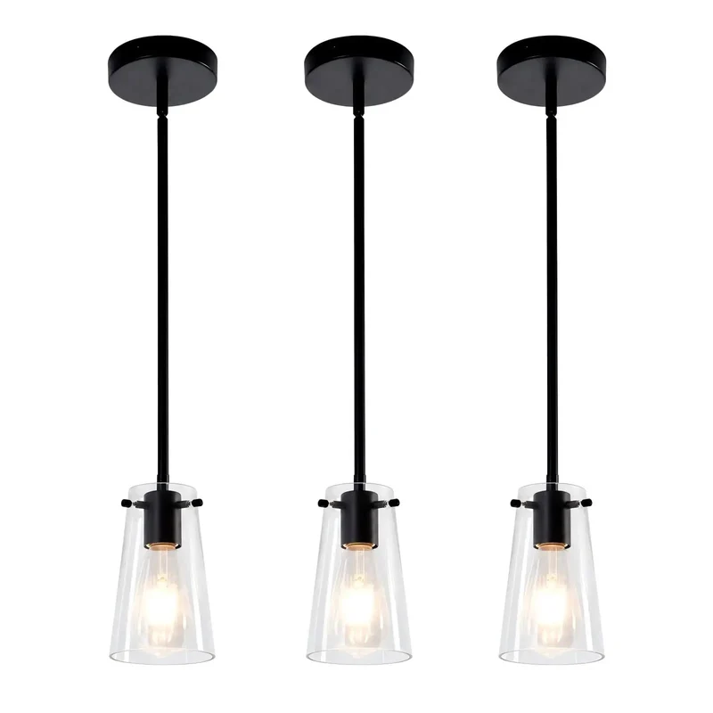 Three Pack Clear Glass Pendant Lights For Kitchen Island Catching Glances With That Sharp Matte Black Vibe And Killer Downlight Plus Flexible Hanging Setup For Total Home Glow Up