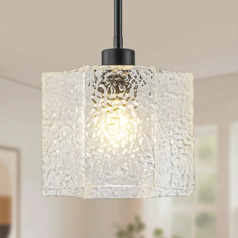 Modern Water Ripple Glass Pendant Light With Brushed Gold Trim And Fully Adjustable Hanging Cord Built For Kitchen Island Bedroom Or Dining Room Ceiling Fixtures Bringing A Smooth Chill Vibe