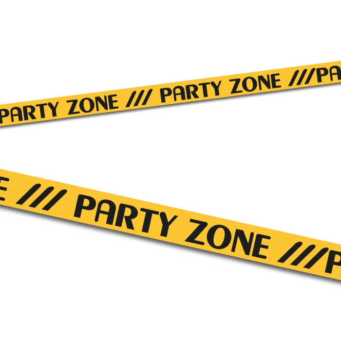 Afzetlint party zone geel/zwart 10m