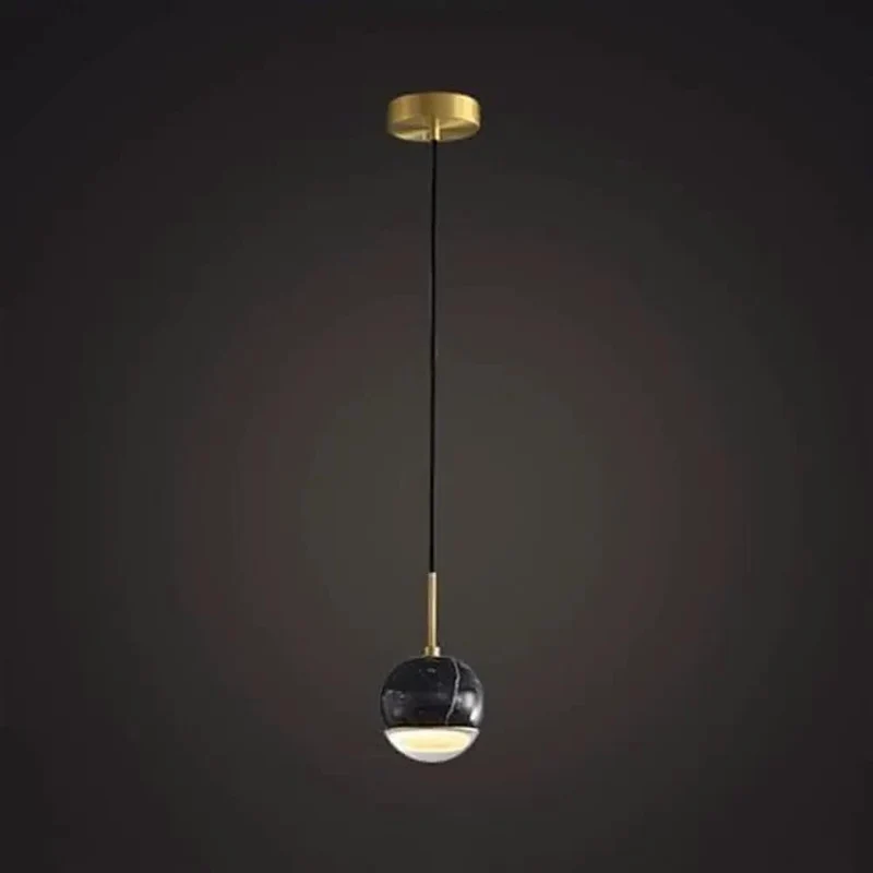 Sleek Mid Century Modern LED Pendant Light Featuring Natural Marble Sphere And Brushed Brass Accents For Kitchen Island Illumination Scandinavian Hanging Lamp Bringing A Fresh Vibe To Dining Room Bedroom Or Living Room Decor