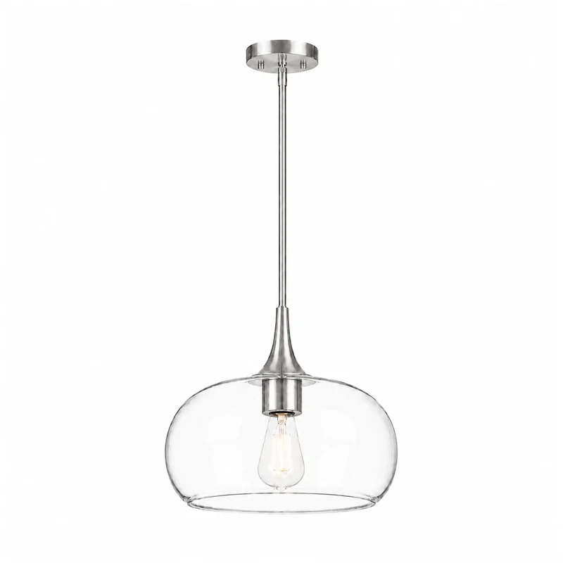 Premium Clear Glass Pendant Light For Kitchen Islands With Fully Adjustable Hanging Rods And Sleek Brushed Nickel Base To Deliver A Lowkey Modern Glow That Absolutely Kills In Every Room
