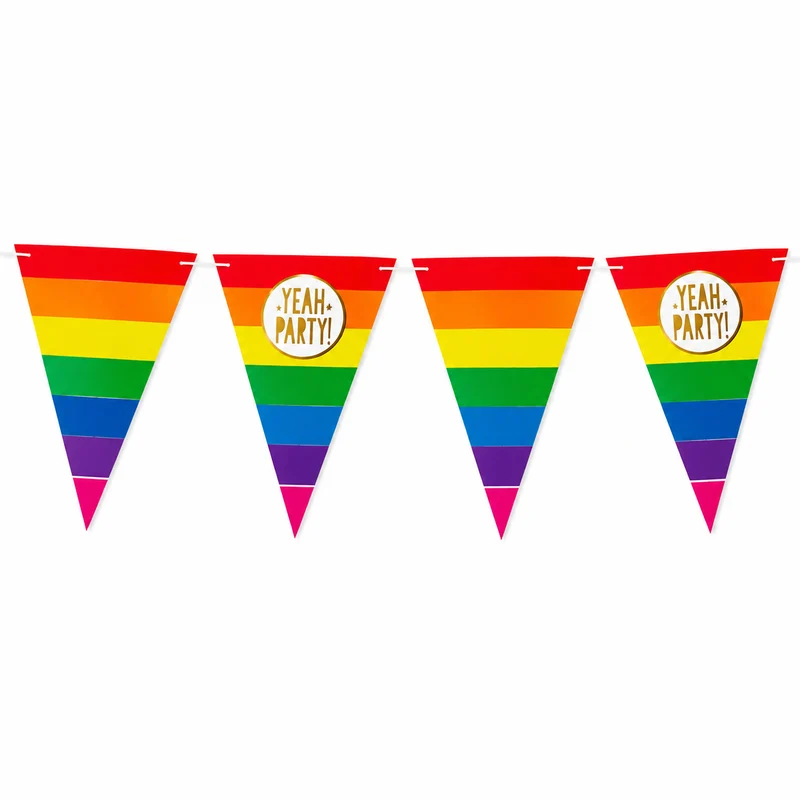 Vlaggenlijn regenboog goud Yeah party - 5m (15 vlaggen)