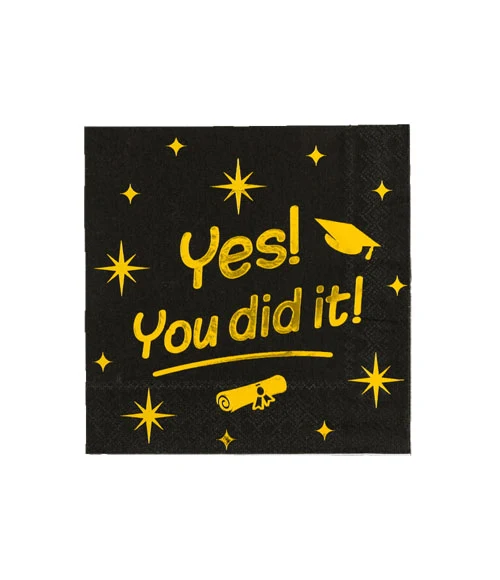 Servetten zwart/goud - You did it (16st.)