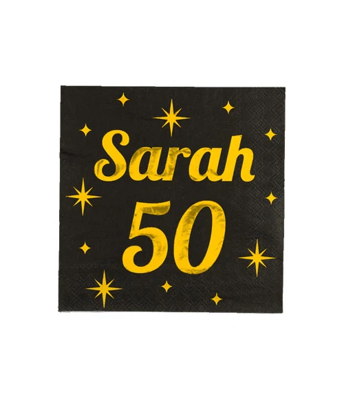 Servetten zwart/goud - Sarah 50 (16st.)