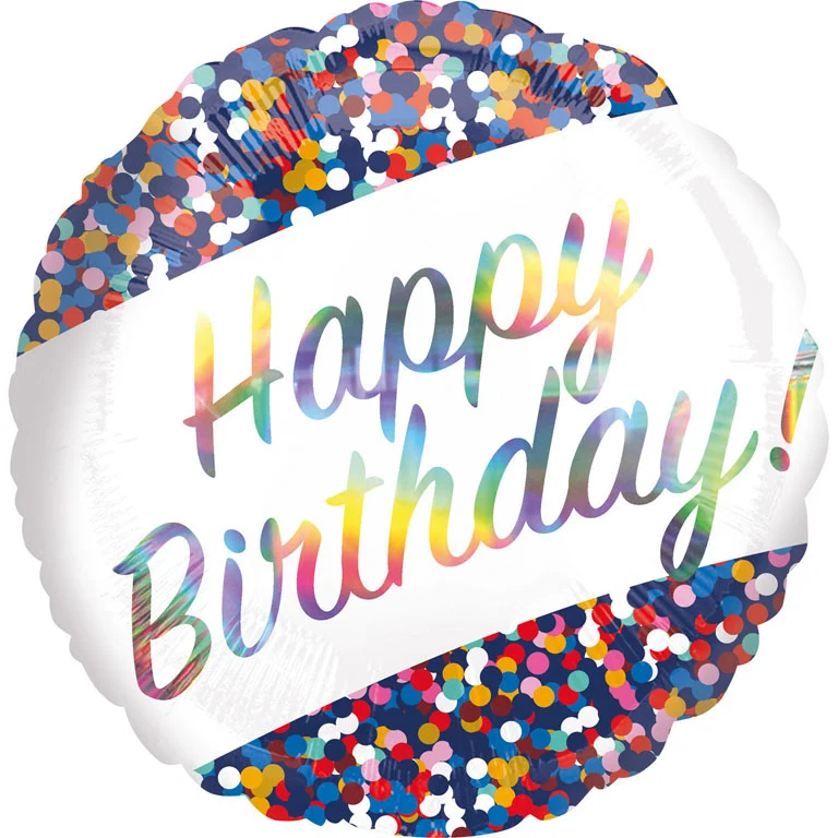 Folieballon Standard Iridescent Birthday Confetti