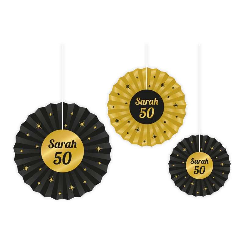 Waaier Sarah 50 jaar Goud Zwart