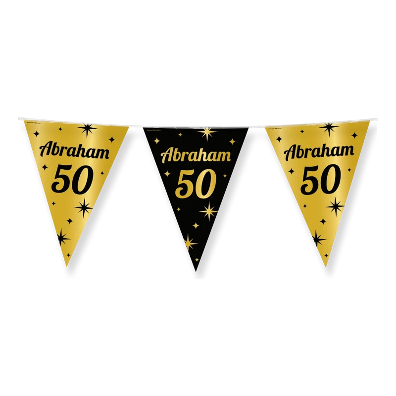 Party vlaggen Abraham - 50 jaar Goud Zwart