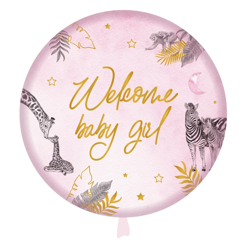 Folieballon standaard baby safari pink