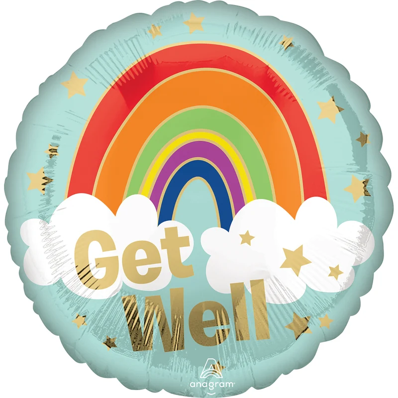 Folieballon Standard Get Well Golden Rainbow