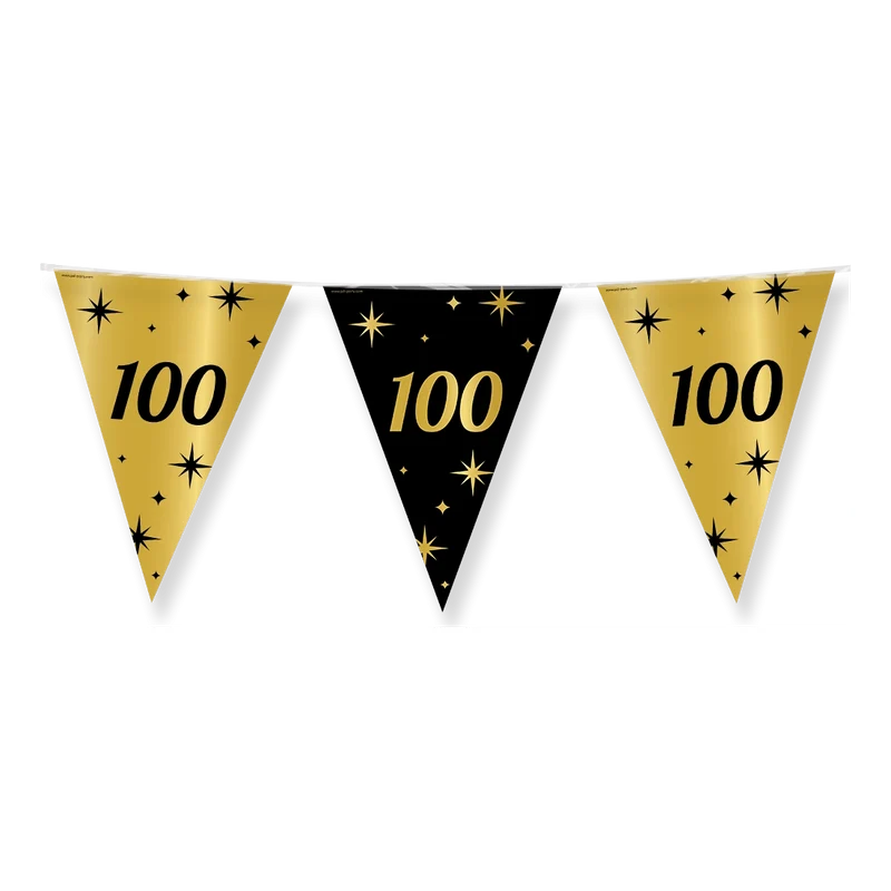 Party vlaggen 100 jaar Goud Zwart
