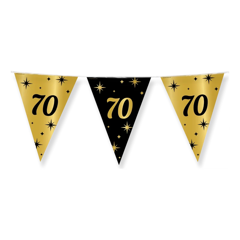 Party vlaggen 70 jaar Goud Zwart