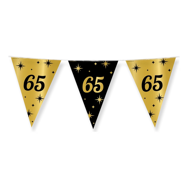 Party vlaggen 65 jaar Goud Zwart