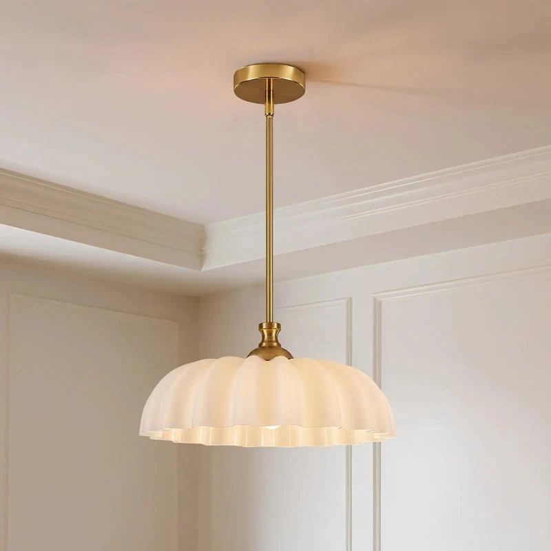 Golden Floral Pendant Lights For Kitchen Island Showcase Mid Century Modern Elegance With Contemporary Farmhouse Charm Sturdy Metal Construction And Glass Shade Creates A Showstopping Aesthetic That Elevates Your Space With Vintage Vibes