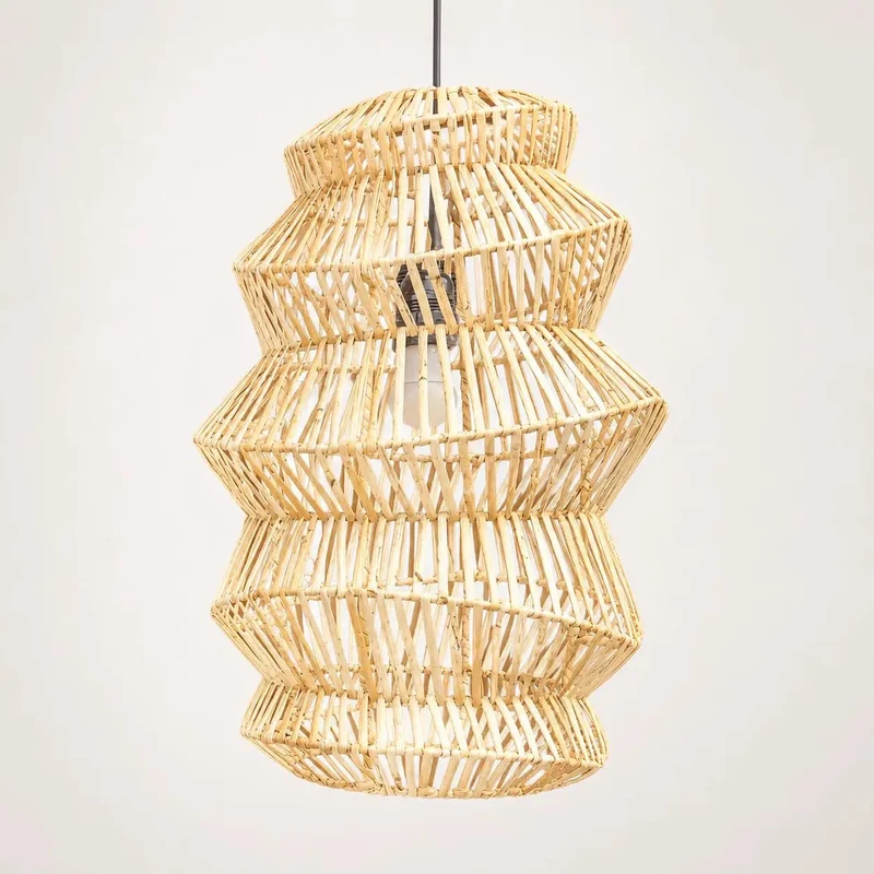 Totally Legit Handwoven Bamboo Pendant Light Made By Skilled Indonesian Artisans Natural Shaved Wood Ceiling Fixture Super Sleek Rustic Vibe Goes Hard With Classic Charm Perfect For Any Cozy Living Room Or Modern Dining Space 18 Inches H By 12 Inches W