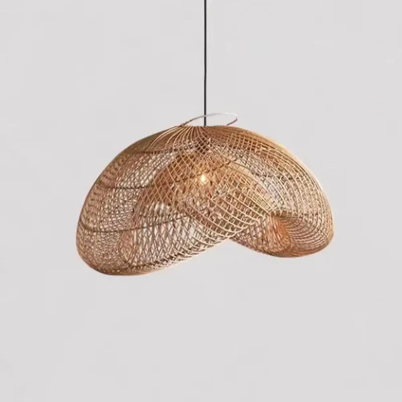Hand Woven Rattan Pendant Lamp With Irregular Boho Shape Bringing Major Chill Vibes To Any Space Adjustable Cord Hanging Light Fixture Fits E27 Bulb Great For Living Room Farmhouse Cafe