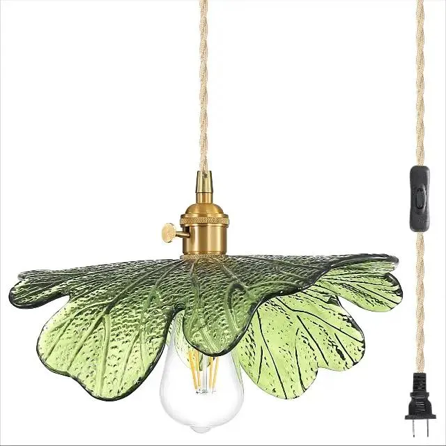Slick Handmade Green Glass Pendant Light With Hella Adjustable Cord Gives Dangs Quick Setup Plus Plug In Wiring For Kitchen Island Dining Room Space
