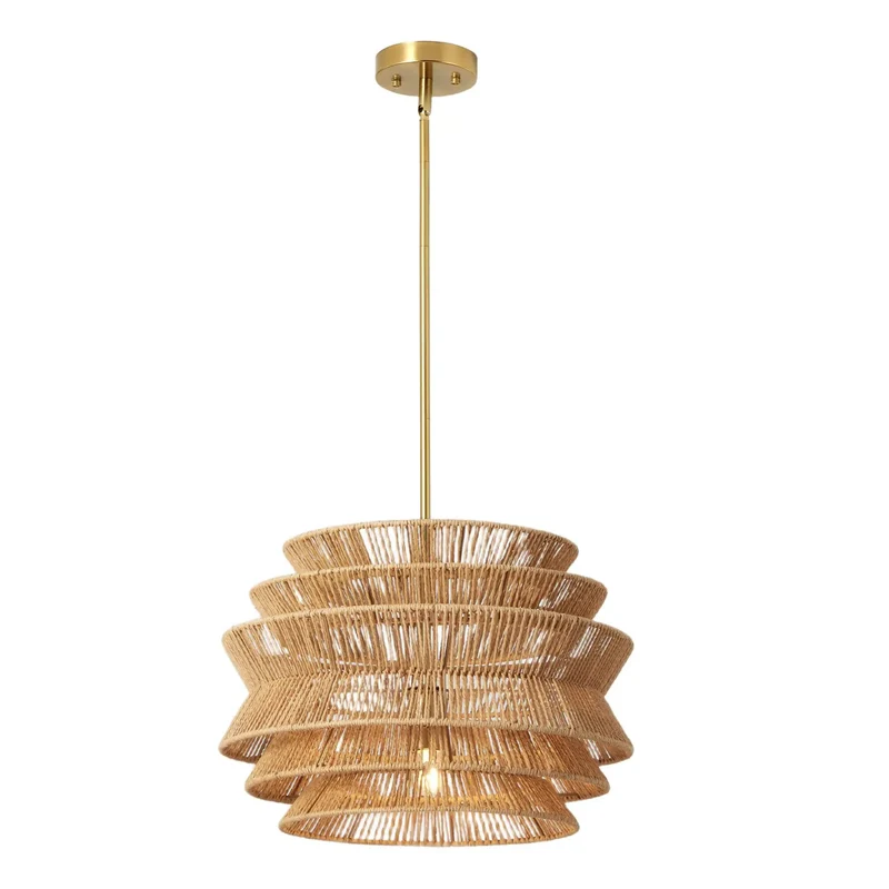 17.3 Inch Handwoven Rattan Pendant Light Featuring Hella Cozy Boho Wicker Drum Shade For Dining Tables And Modern Farmhouse Rooms Solid Home Upgrade And Chill Coastal Vibe Lighting Durable Construction Quality