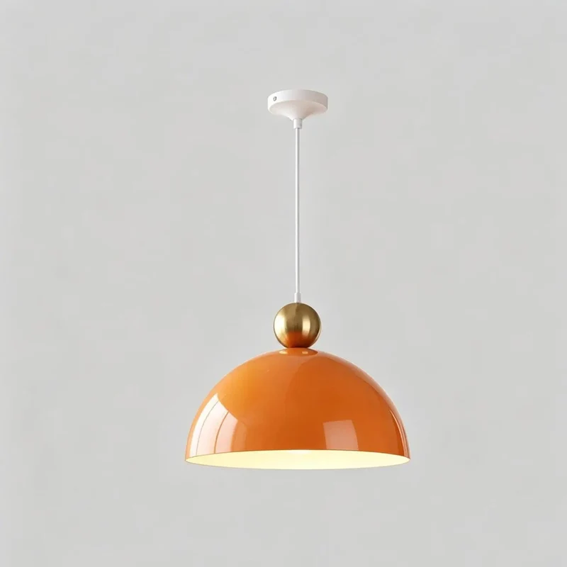 Slick Modern Iron Dome Pendant Light Rock Solid Hanging Ceiling Fixture Knockout Decorative Sphere Accent For Contemporary Living Areas And Durable Powder Coated Finish