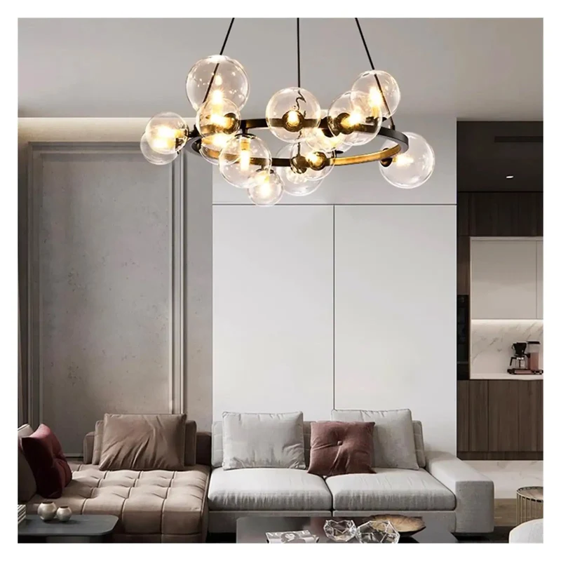 Premium Modern Chandelier Showcasing Captivating Glass Balls And Rock Solid Alloy Base For Killer Ceiling Pendant Lighting Inside Your Freshly Remodeled Dining Space