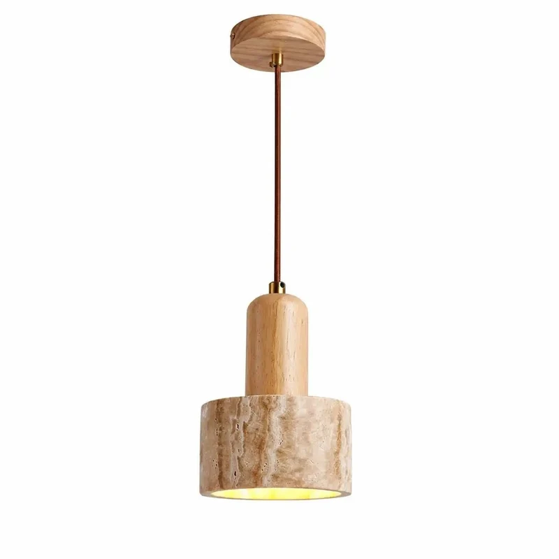 Dope Wabi Sabi Wood Pendant Lamp With Solid Travertine Cone Shade And Hand Twisted Hemp Rope For Super Snug Boho Rustic Hanging Lights That Add Instant Cool Vibes To Any Room