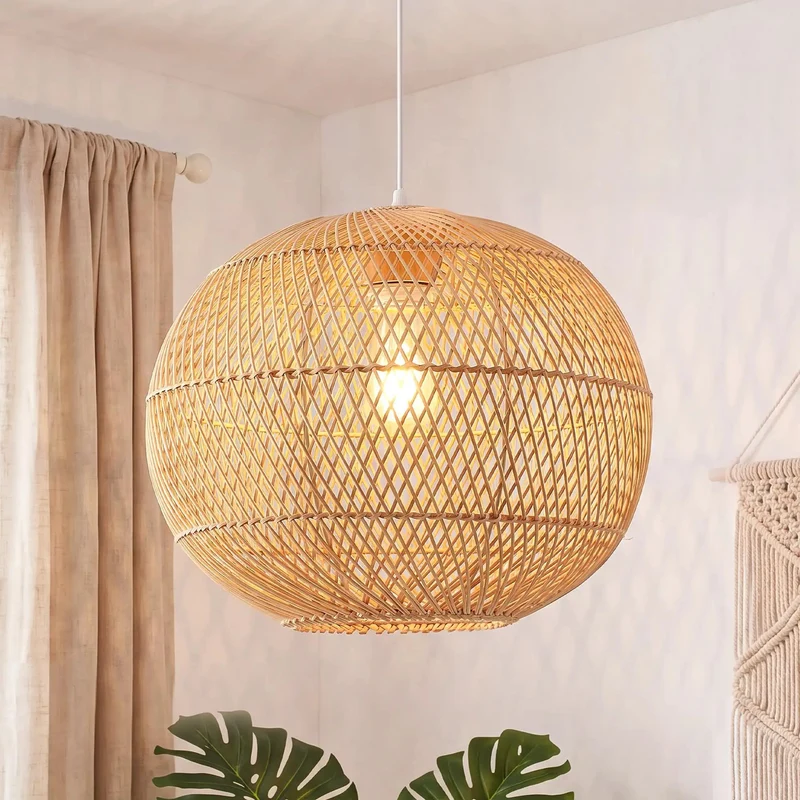 Super Totally Chic Boho Rattan Pendant Light With Handcrafted Wicker Globe Fixture Keeping It Chill In Modern Dining Rooms And Cozy Living Spaces All Day Long