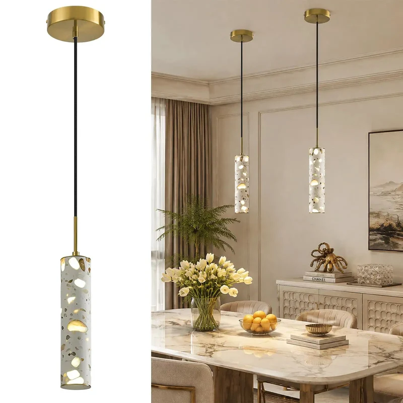 Modern Cement Pendant Lights 2 Pack Industrial Hanging Lamp For Kitchen Island Featuring Gold Base And Natural Jade Concrete Shade Drops A Dreamy Vibe Into Any Room Super Chic Decor Game Changer For Your Home Setup