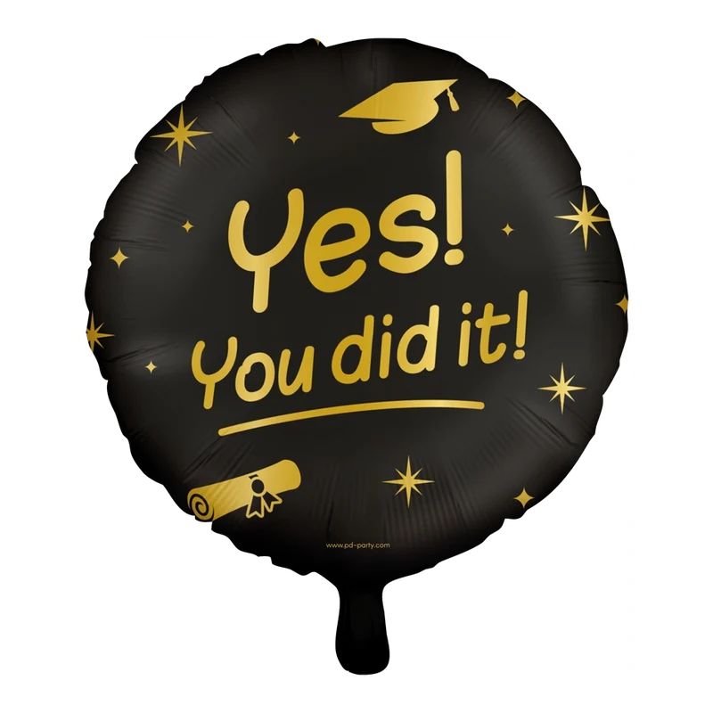Folieballon Yes You did It - goud zwart - 45cm