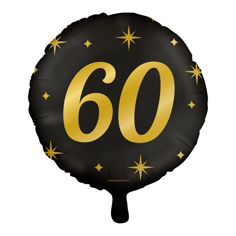 Folieballon 60 jaar - goud zwart - 45cm