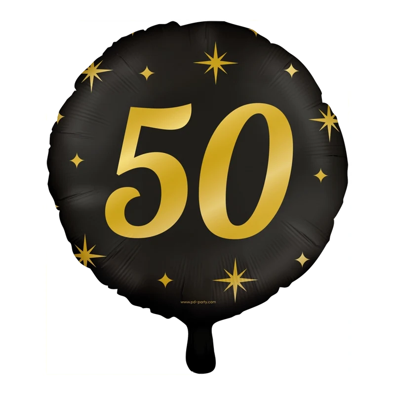 Folieballon 50 jaar - goud zwart - 45cm