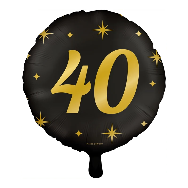 Folieballon 40 jaar - goud zwart - 45cm