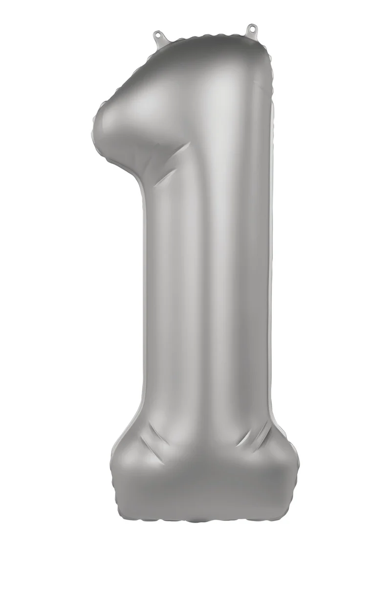 Cijfer ballon Mat Zilver 86cm