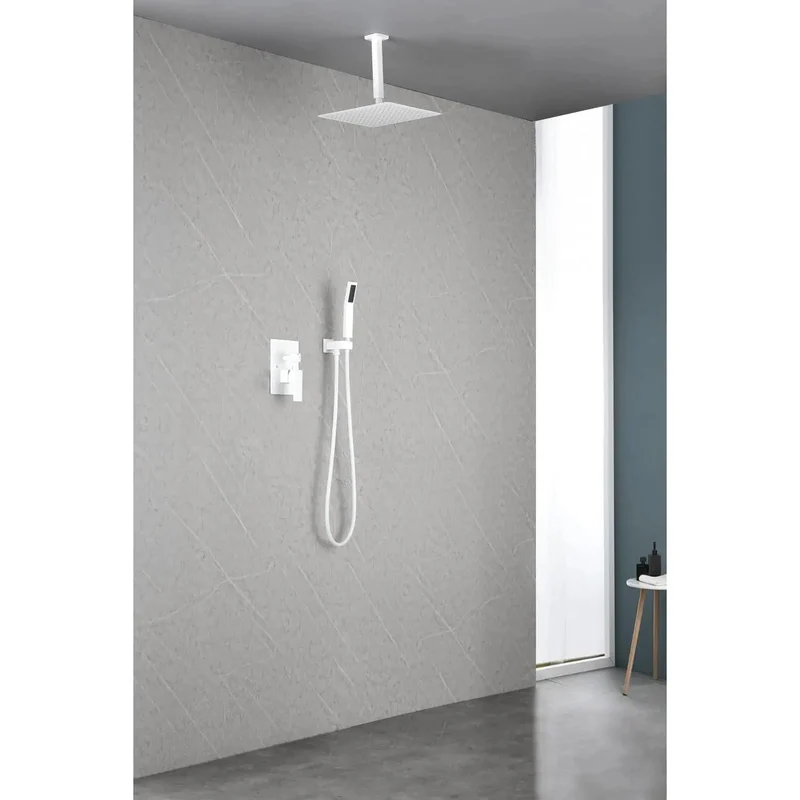 Top Tier 16 Inch Rain Shower Head With Self Cleaning Silicone Nozzles Heavy Duty Brass Wall Mounted White Finish Includes Hand Shower Hose And Control Valve Badass Durability For A Smooth Bathroom Upgrade