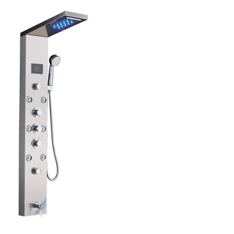 Premium LED Light Shower Tower With Soothing Body Massage Jets, Digital Display Rainfall Head, Brushed Nickel Bath Set For A Top Tier Spa Vibe And Stress Free Daily Chill