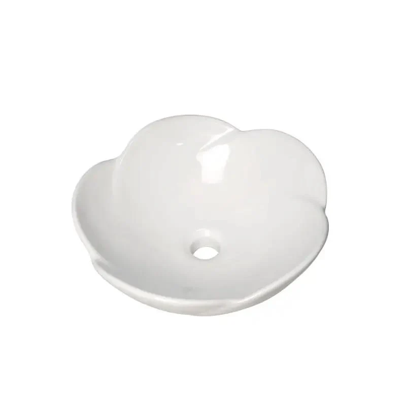 Top Tier Ceramic Vessel Sink For Bathroom Counter Straight Up Sleek White Wash Basin With Smooth As Glass Finish Hassle Free Cleaning And Low Key Stunning Petal Shape For Effortless Daily Use