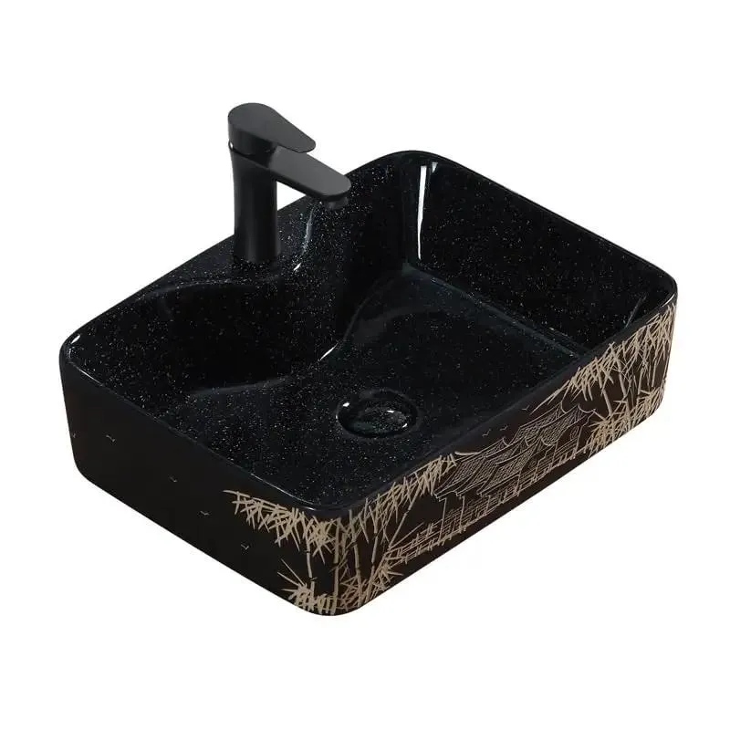 Chic Retro Ceramic Bathroom Sink Featuring Hand Carved Pattern Easy Clean Countertop Vessel Basin Non Yellowing Surface Ideal Bathroom Glow Up And Hassle Free Daily Cleaning For Stylish Household Setup