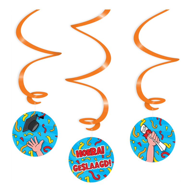 Swirl Decoratie - Geslaagd school cartoon - 3 stuks 70cm