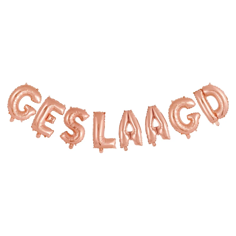 Folieballon Geslaagd letters rosé goud 41cm