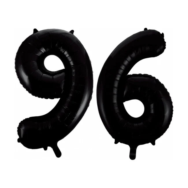 Folieballon 96 jaar zwart 41cm
