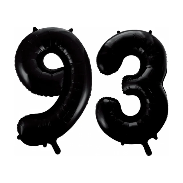 Folieballon 93 jaar zwart 41cm